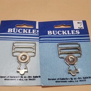 Streamline Metal Overall Buckles for 1  in Straps Set of 2 Gold Colored Vtg